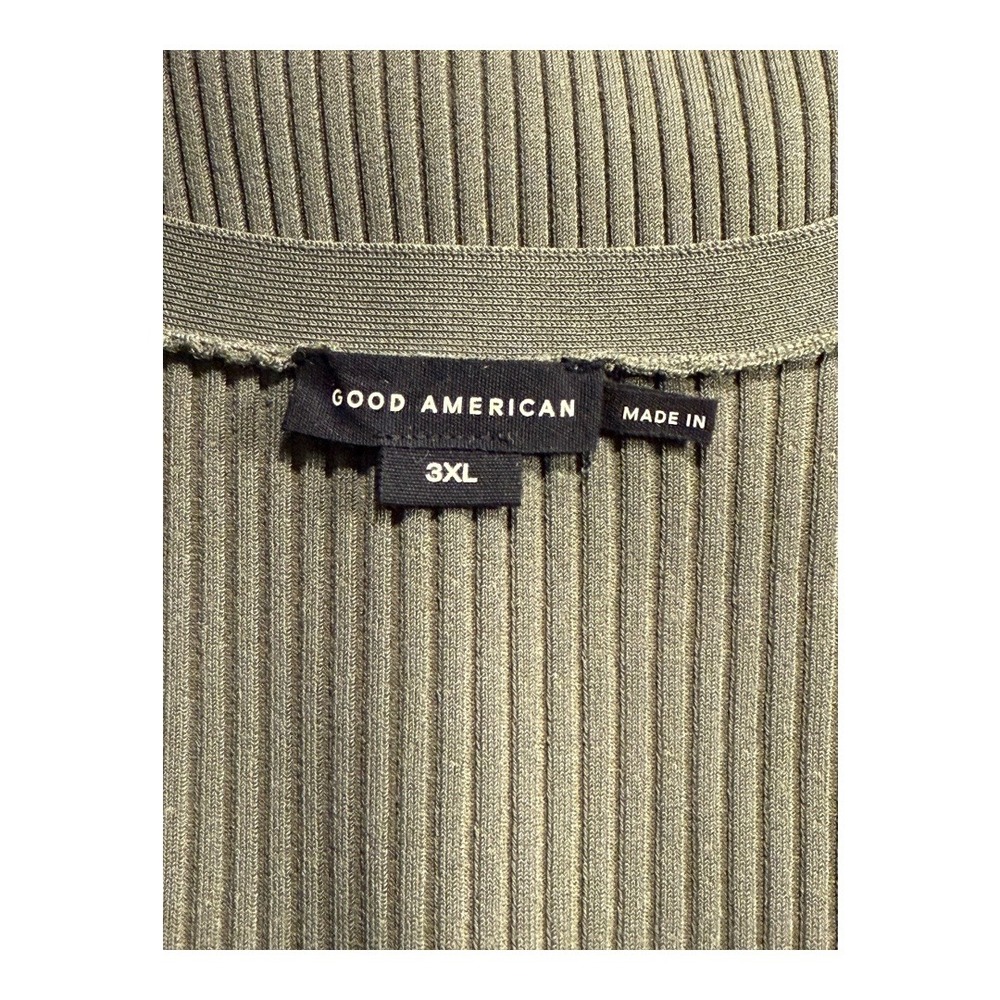 GOOD AMERICAN Women's 3XL Shine Rib V-Neck Cardigan Fatigue Olive Green NWT - Picture 5 of 9